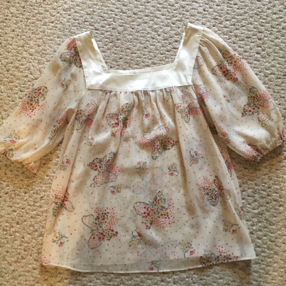Forever 21 Cream Butterfly Blouse